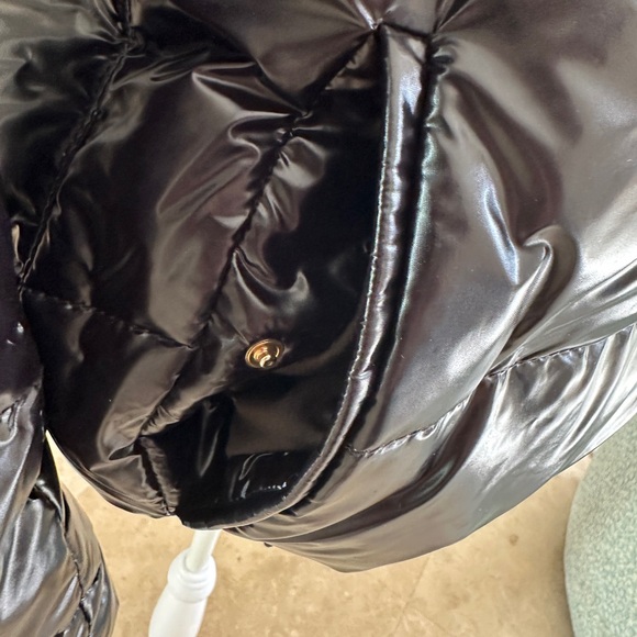 GORSKI Shiny Black Puffer Coat with Fur Trim - Picture 11 of 15